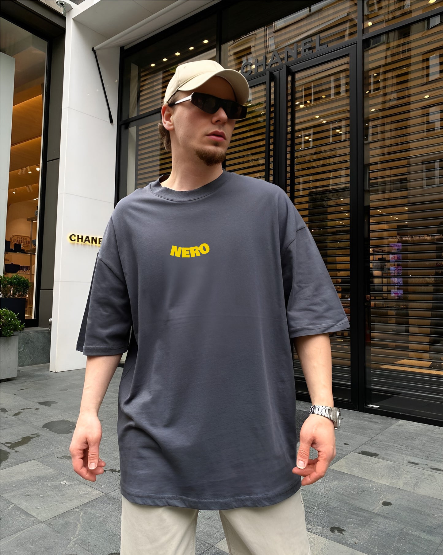 Grey "Tired" Printed Oversize T-Shirt