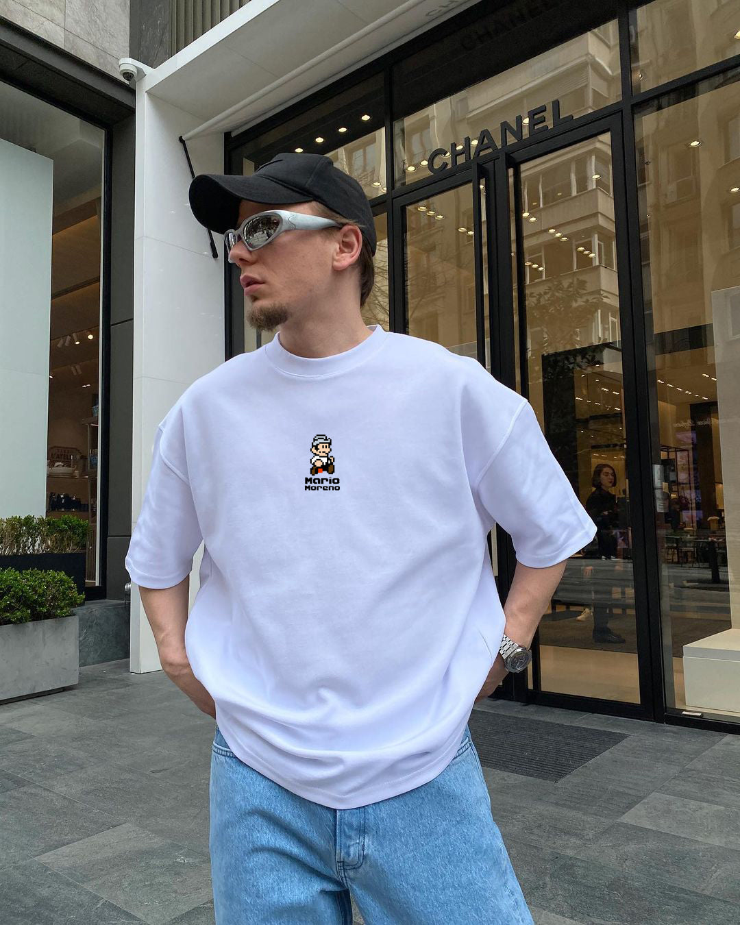 White "’Mario" Printed Oversize T-Shirt