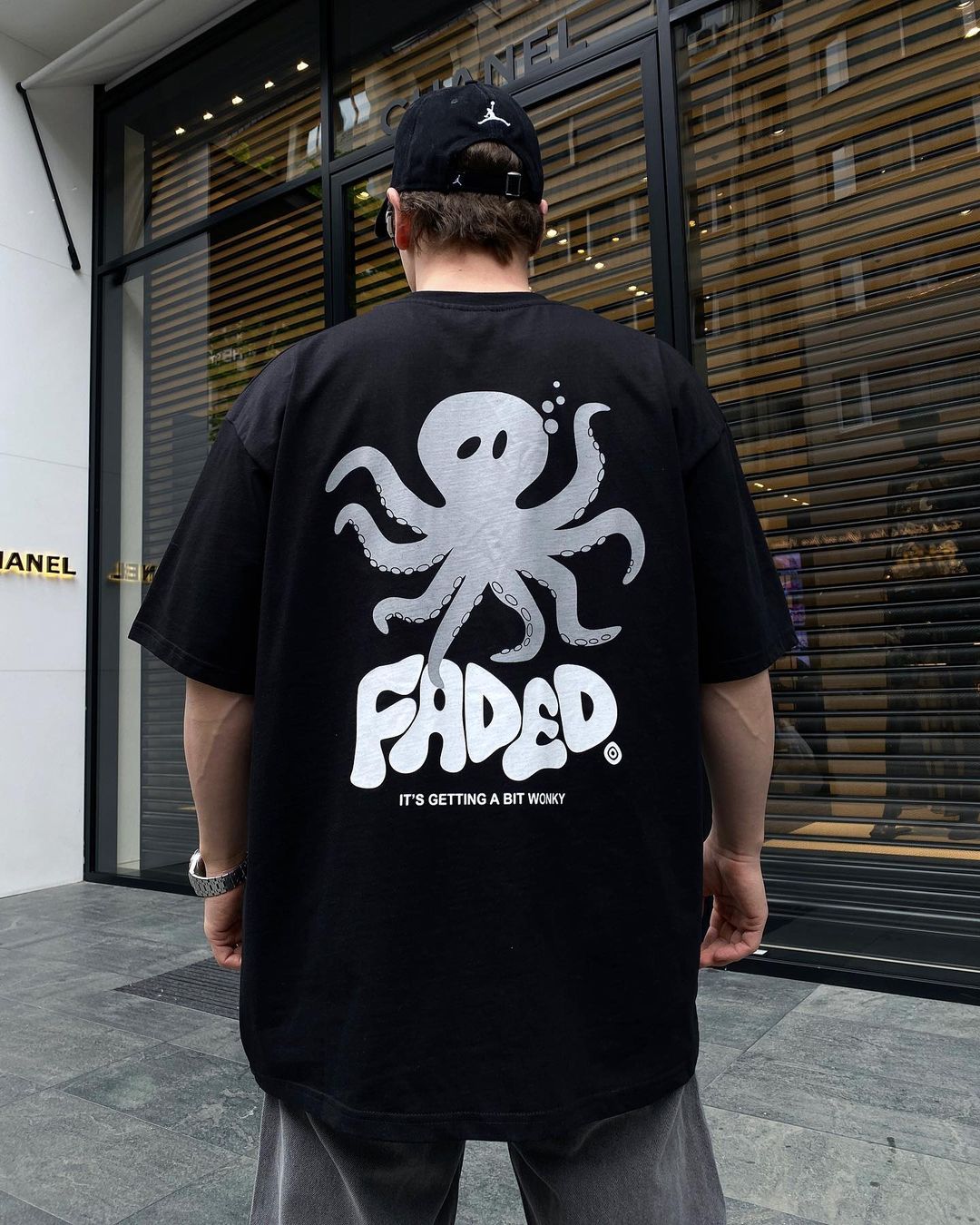 Black "Faded" Printed Oversize T-Shirt