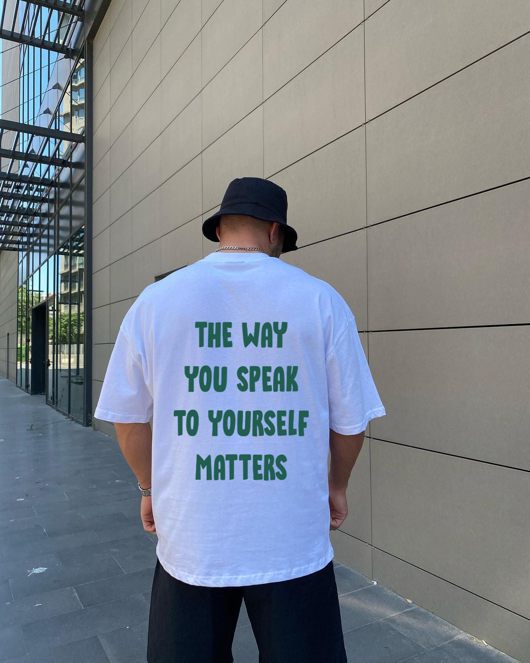 White "Self-talk" Printed Oversize T-Shirt