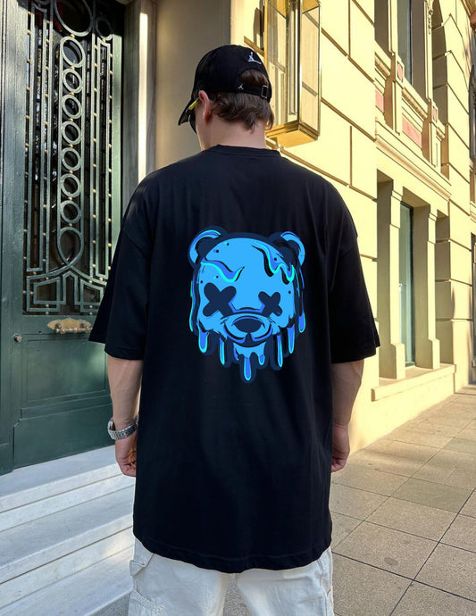 Black "Teddy Bear" Printed Oversize T-Shirt