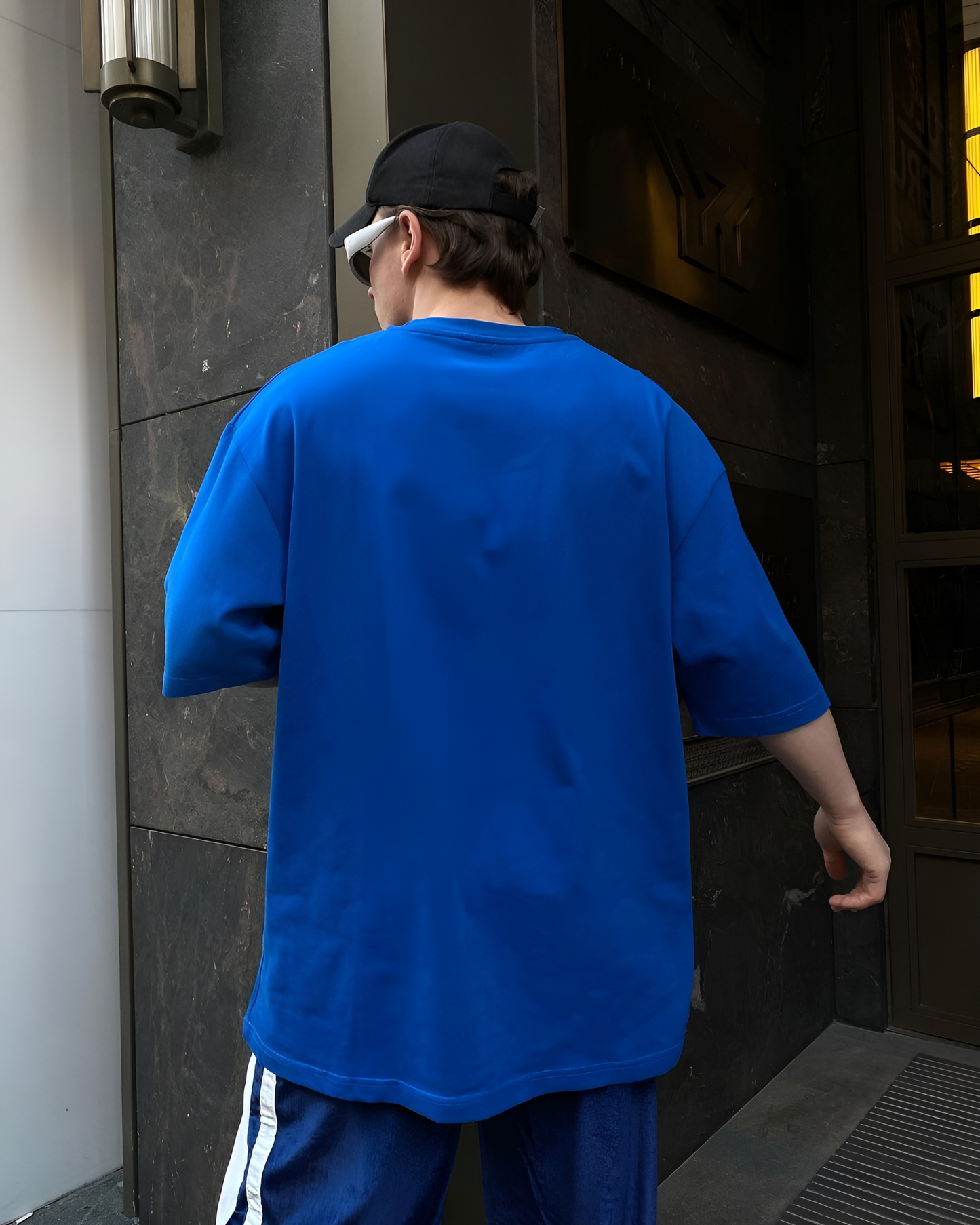 Blue "Reverse" Printed Oversize T-Shirt