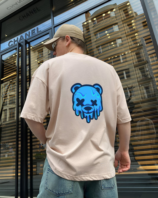 Beige "Teddy Bear" Printed Oversize T-Shirt