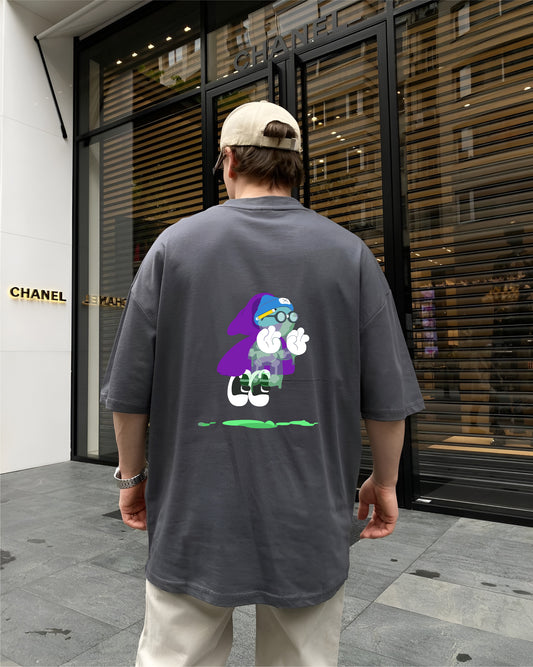 Grey "Ghost" Printed Oversize T-Shirt