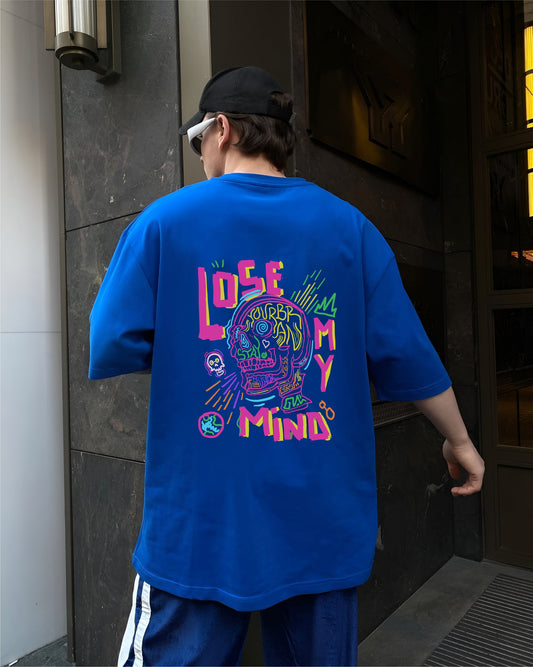 Blue "Mindless" Printed Oversize T-Shirt