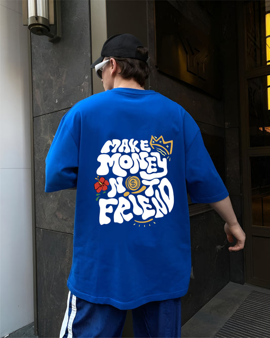 Blue "Money" Printed Oversize T-Shirt