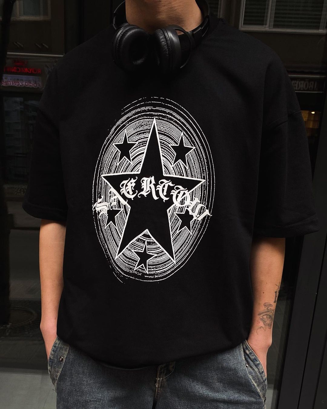 Black "Star" Printed Oversize T-Shirt